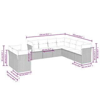 VidaXL Ensemble de canapés de jardin rotin synthétique  