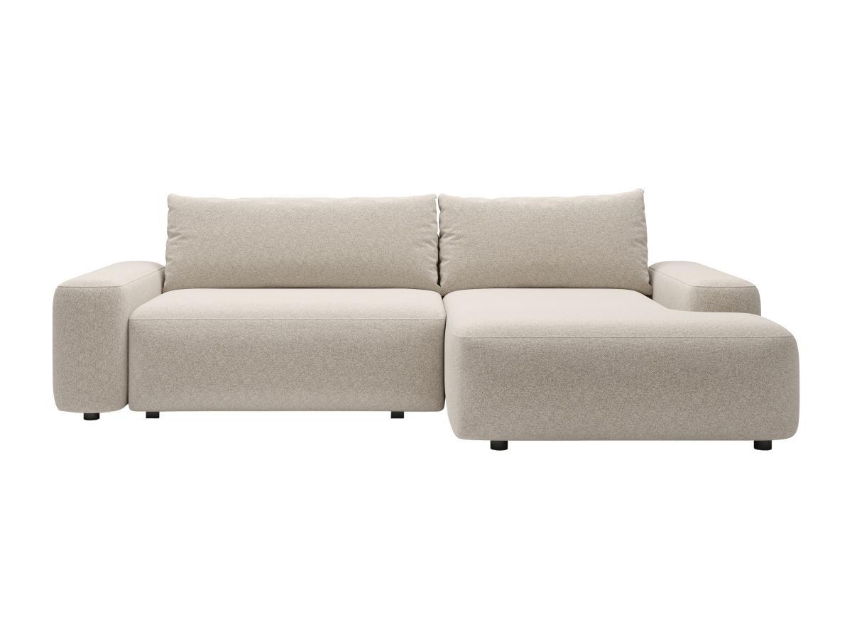 Vente-unique Ecksofa mit Schlaffunktion - Ecke rechts - Strukturstoff - Cremefarben - DAVISO  