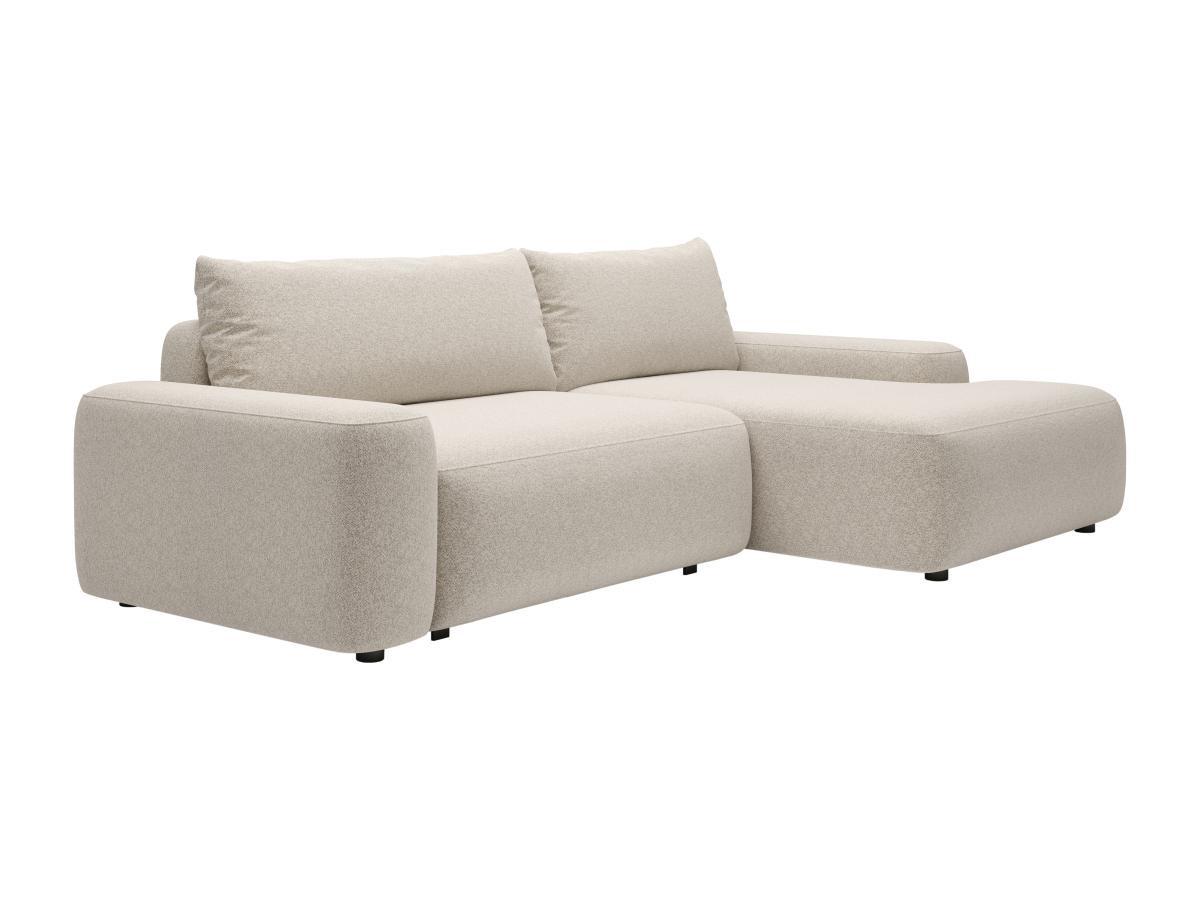 Vente-unique Ecksofa mit Schlaffunktion - Ecke rechts - Strukturstoff - Cremefarben - DAVISO  