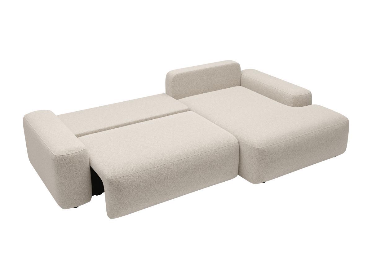 Vente-unique Ecksofa mit Schlaffunktion - Ecke rechts - Strukturstoff - Cremefarben - DAVISO  