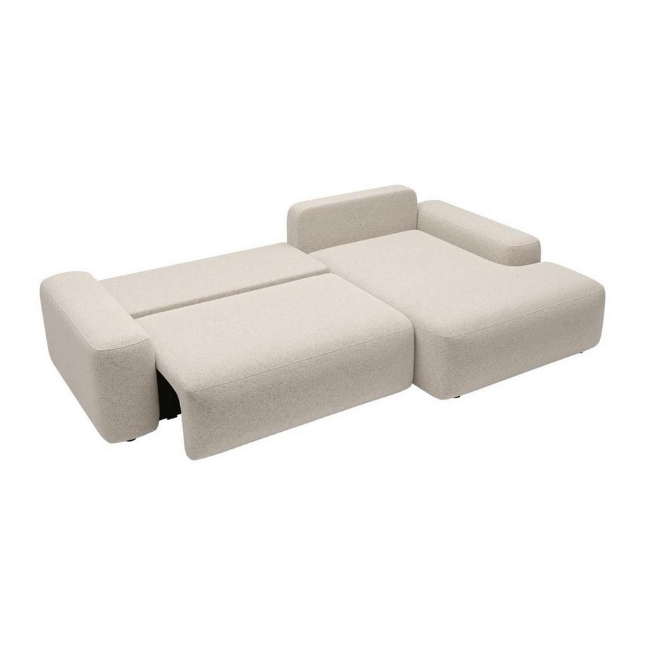 Vente-unique Divano letto in Tessuto testurizzato Panna - Angolo a destra - DAVISO  