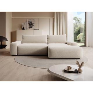 Vente-unique Ecksofa mit Schlaffunktion - Ecke rechts - Strukturstoff - Cremefarben - DAVISO  