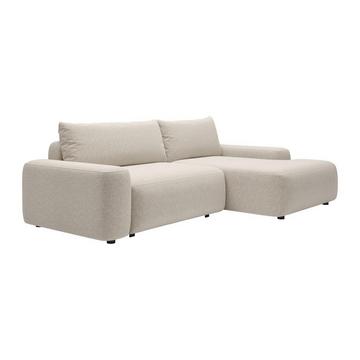 Ecksofa mit Schlaffunktion - Ecke rechts - Strukturstoff - Cremefarben - DAVISO