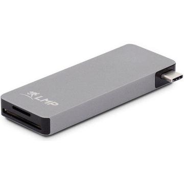 USB-C Basic Hub 6 Port mit 3 USB-A, 1 USB-C Port und Slots für Micro/SD-Card mit gut haftender Anti-Rutschmatte für Ihr Macbook - Space Gray