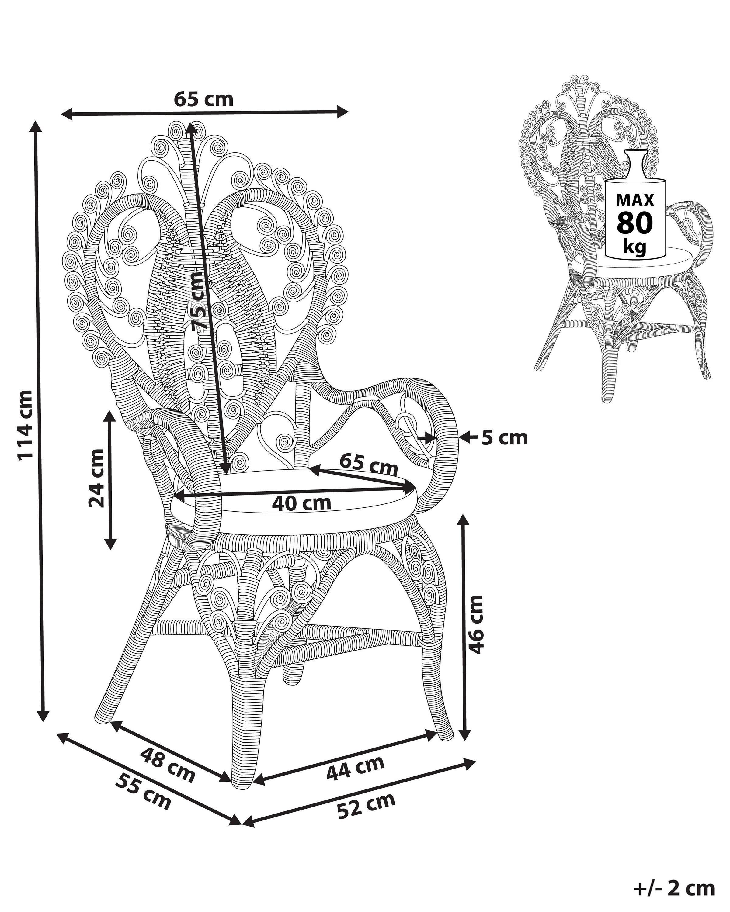 Beliani Gartenstuhl aus Rattan Boho CARRARA  