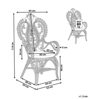 Beliani Gartenstuhl aus Rattan Boho CARRARA  