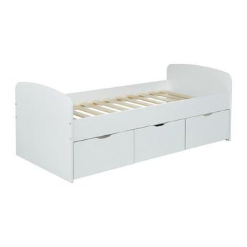Letto con 2 cassetti e 1 vano portaoggetti  Bianco LOUANE