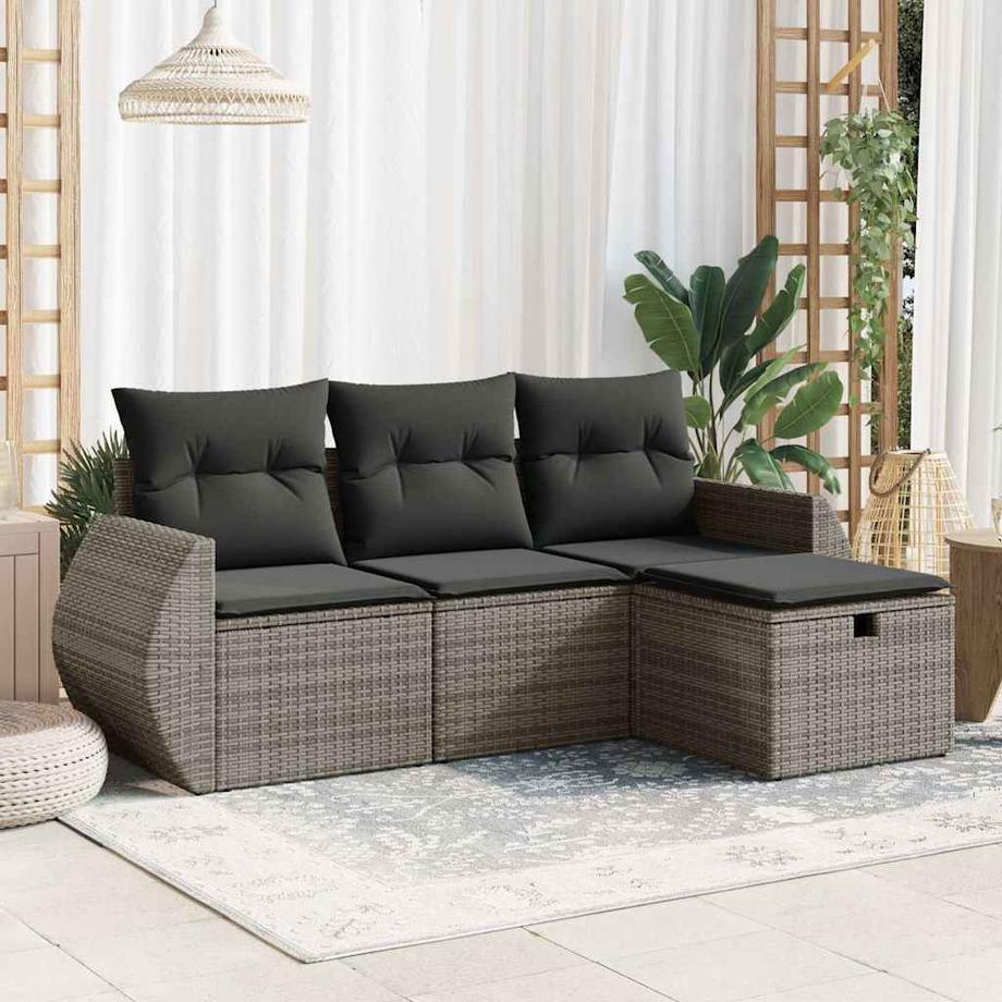VidaXL Ensemble de canapés de jardin rotin synthétique  