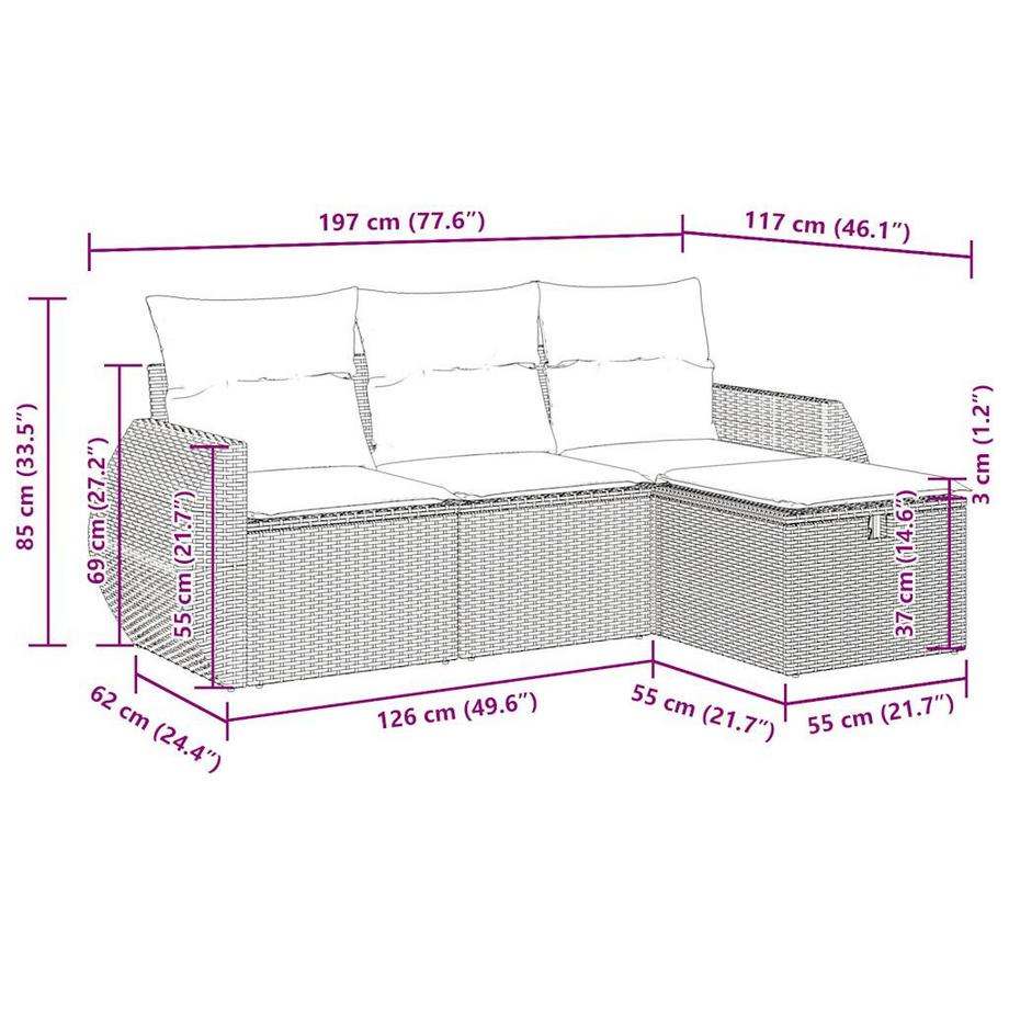 VidaXL Ensemble de canapés de jardin rotin synthétique  
