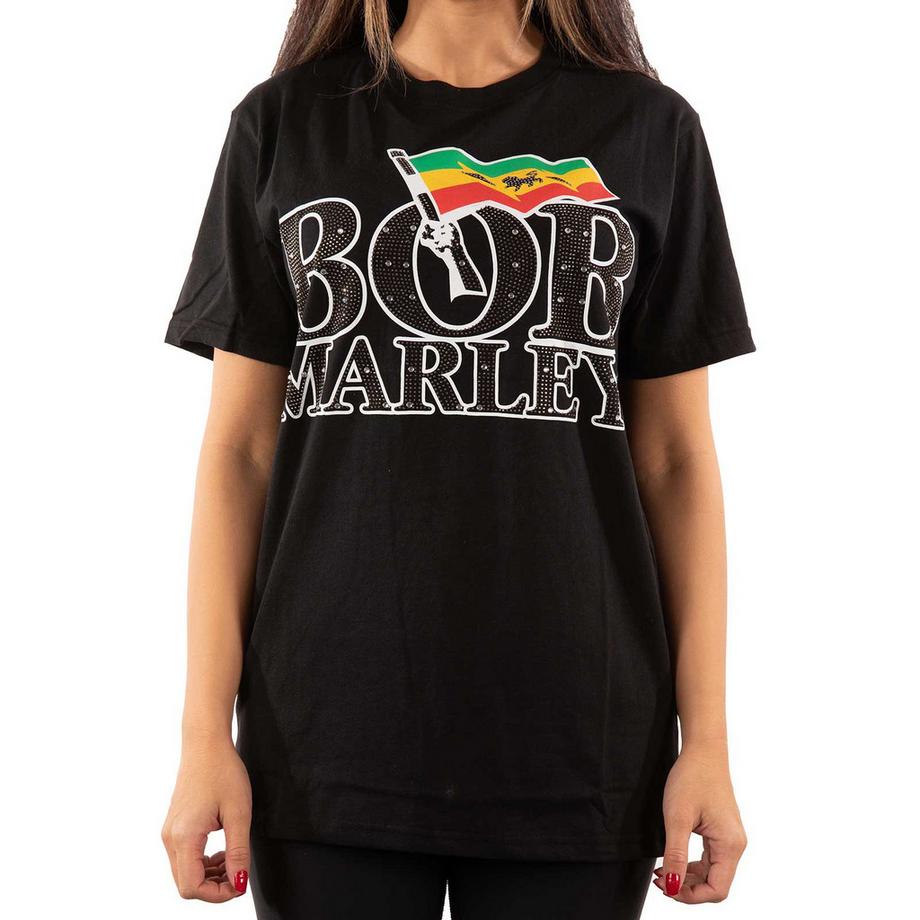 Bob Marley T-shirt Orné Drapeau Logo  