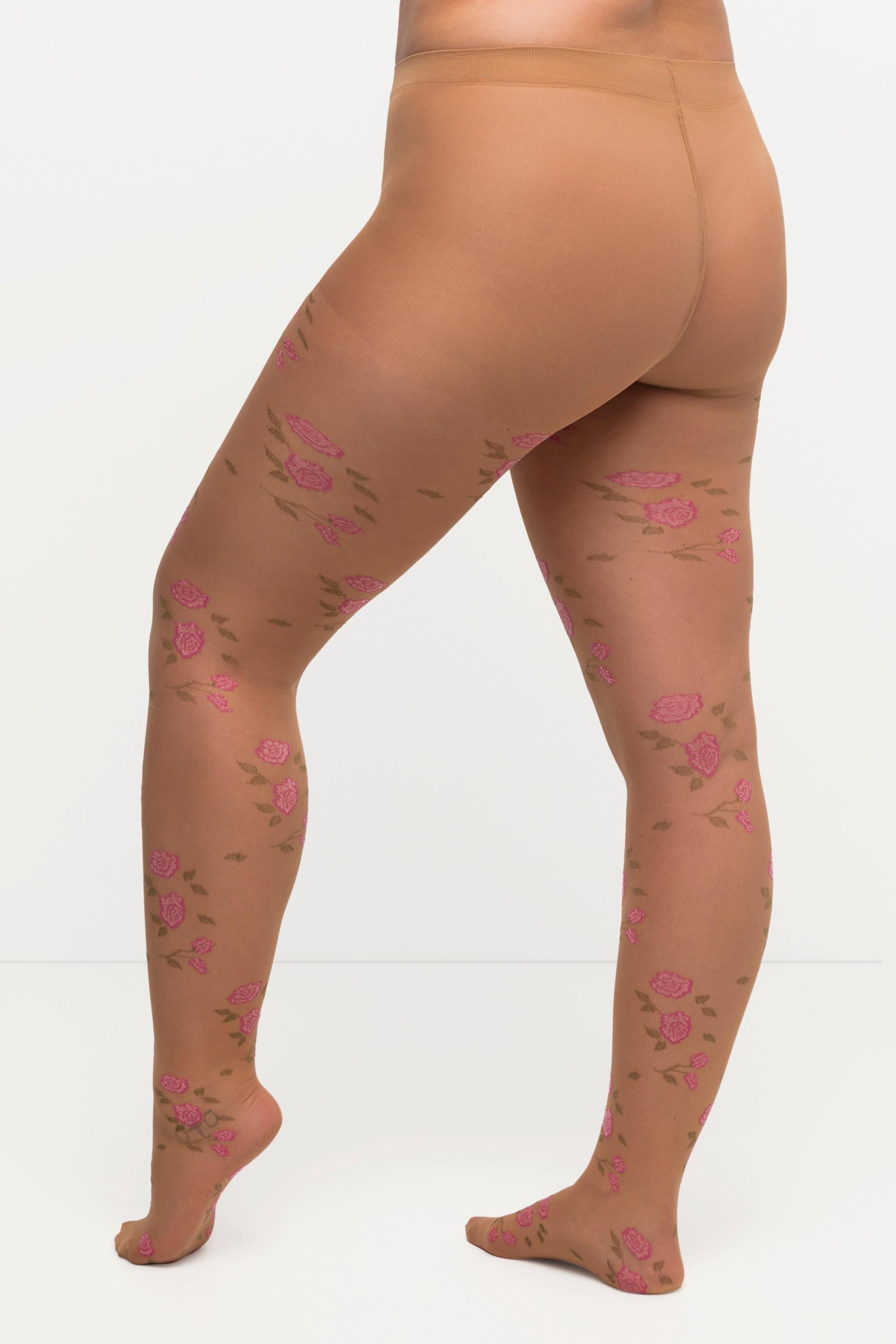 Ulla Popken  Collants à motif floral, 20 deniers 