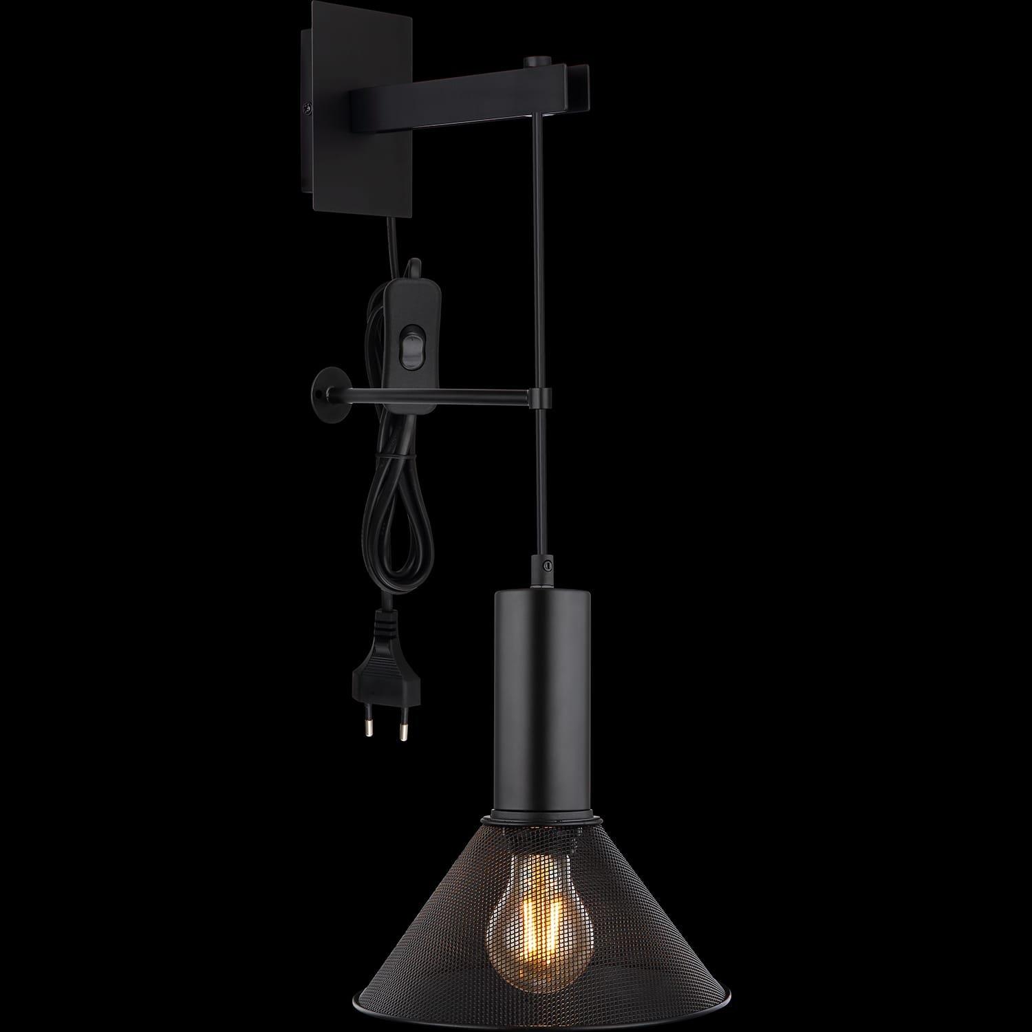 mutoni Lampada da parete Jedd metallo nero opaco 21 1xE27  