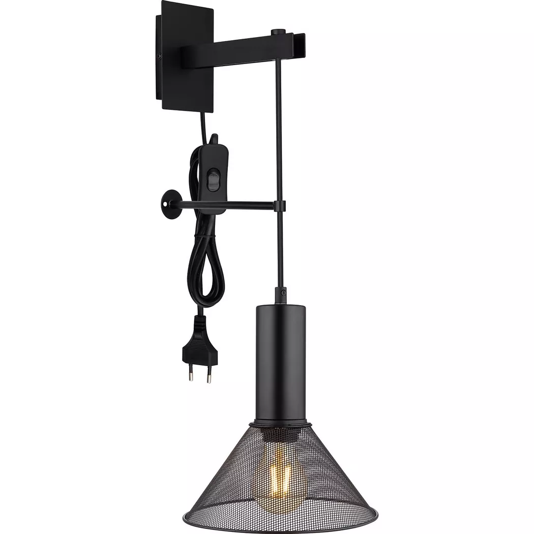 mutoni – Wandleuchte Jedd Metall matt 21 1xE27, One Size, Schwarz