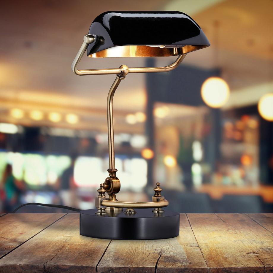 Northio Lampe de banquier noire  