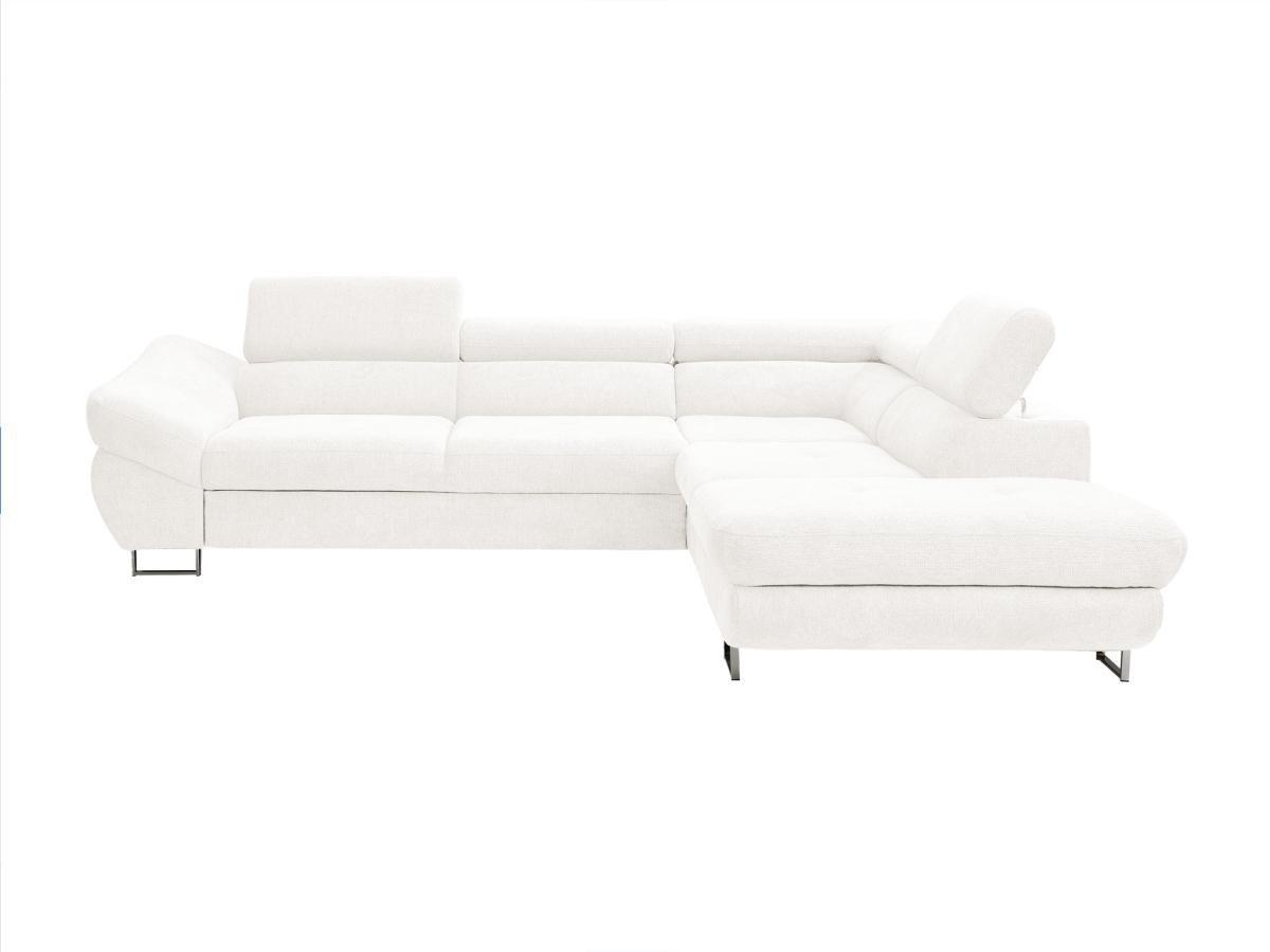 Vente-unique Ecksofa mit Schlaffunktion - Ecke rechts - Strukturstoff - Weiß - DALIAS  