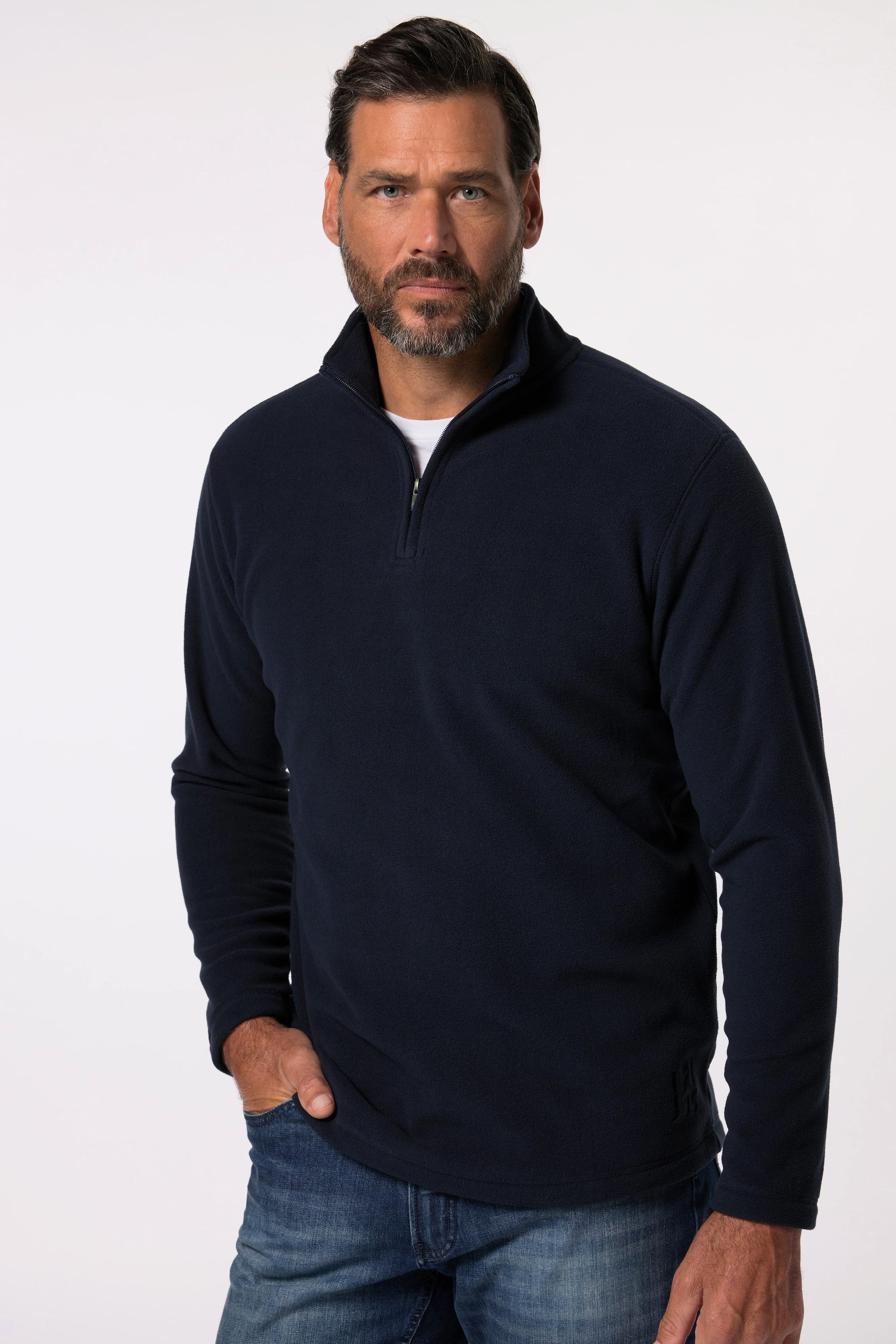 JP1880  Pullover polo di pile leggero con colletto alto e zip 