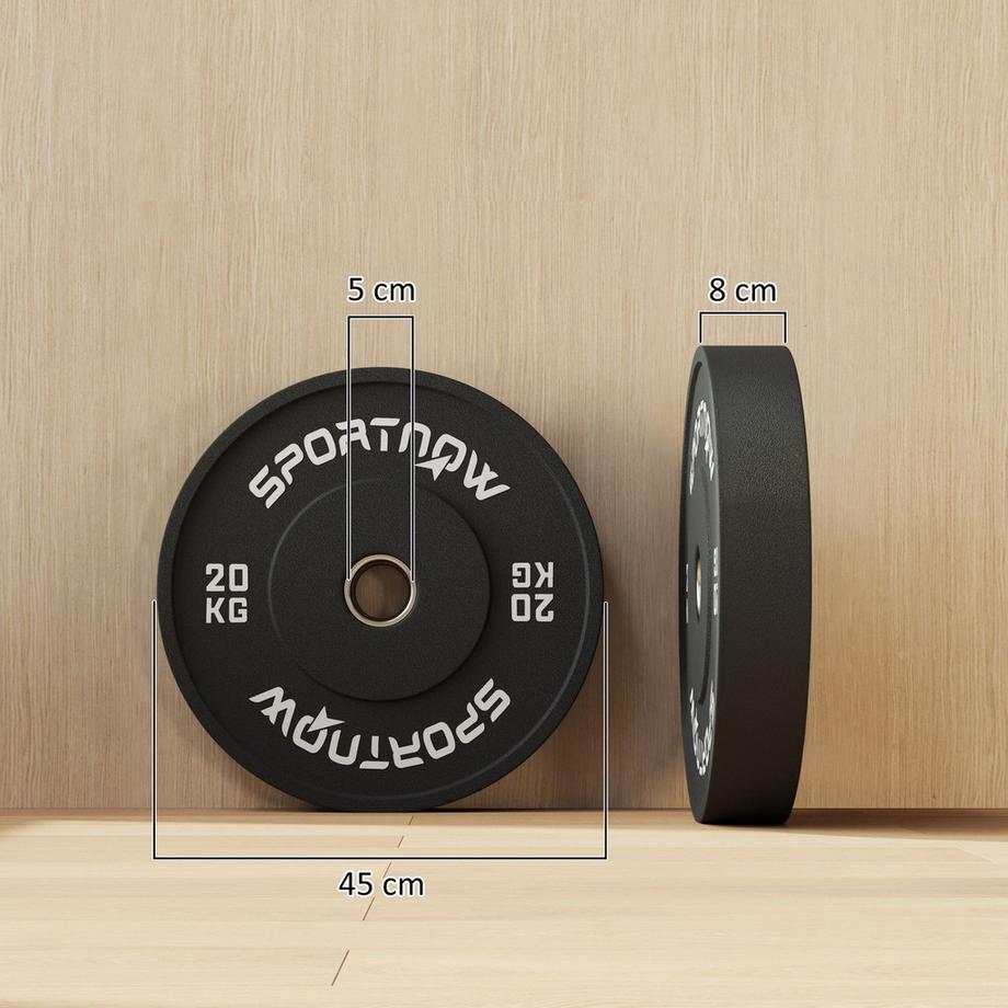 Northio  Lot de 2 poids d'haltères, 2 poids de 20 kg, jeu de plaques de poids, plaques de poids pour barre d'haltères de 5 cm, alésage Ø 50 mm, noir 