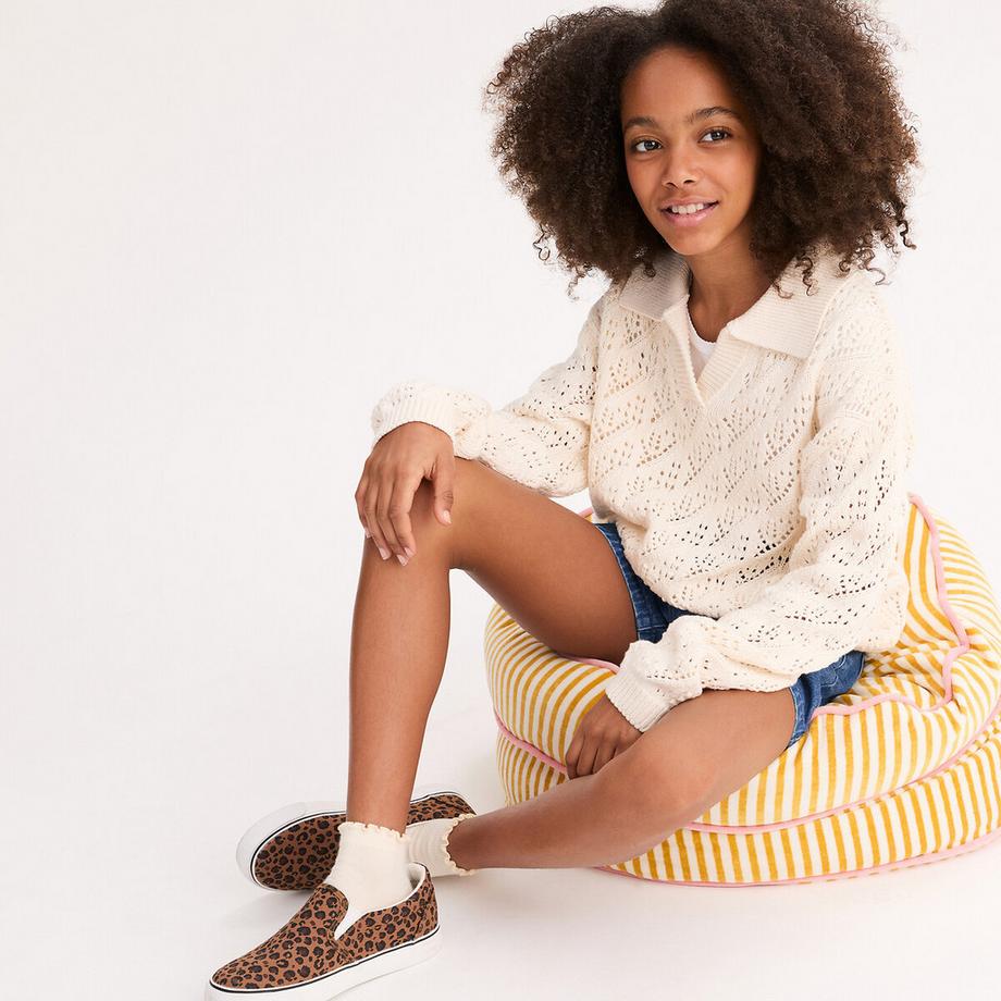 Pull col polo en fine maille ajourée