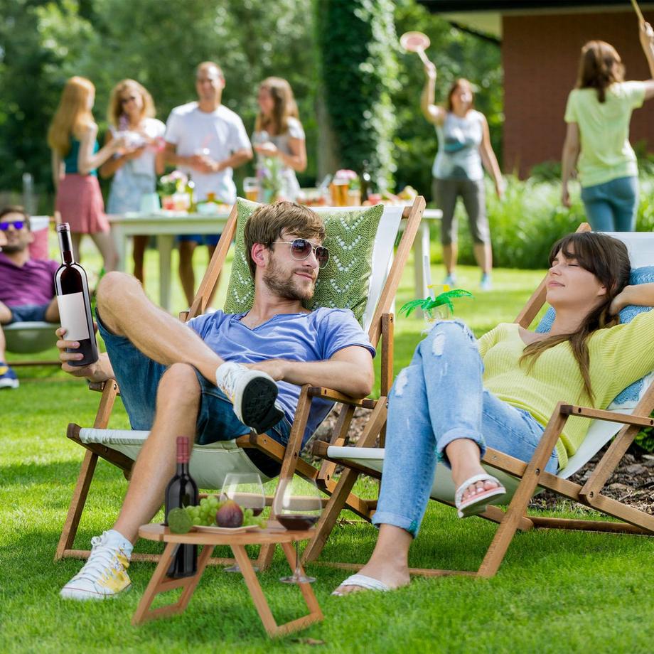 B2X Runder Picknick-Weintisch aus Bambus  