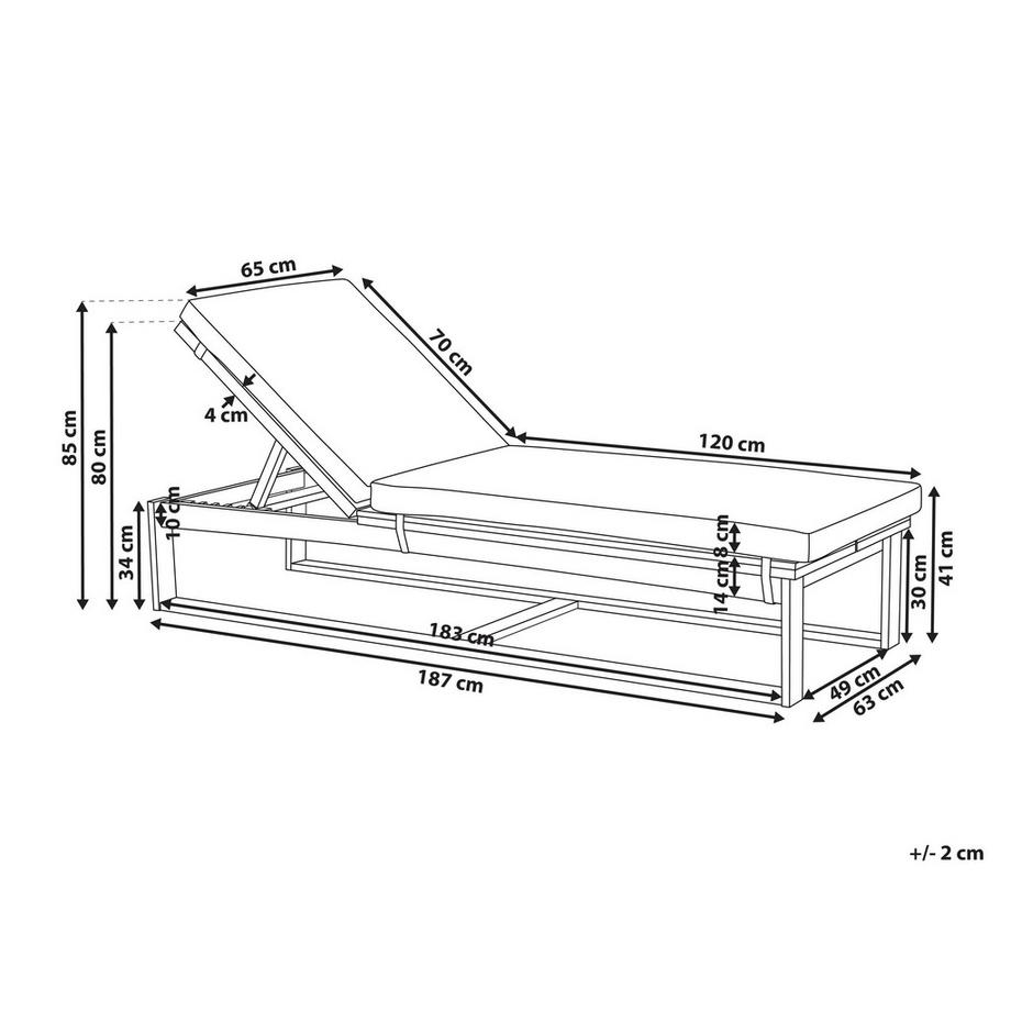 Beliani Sonnenliege mit Kissen aus Akazienholz  AZZANELLO  