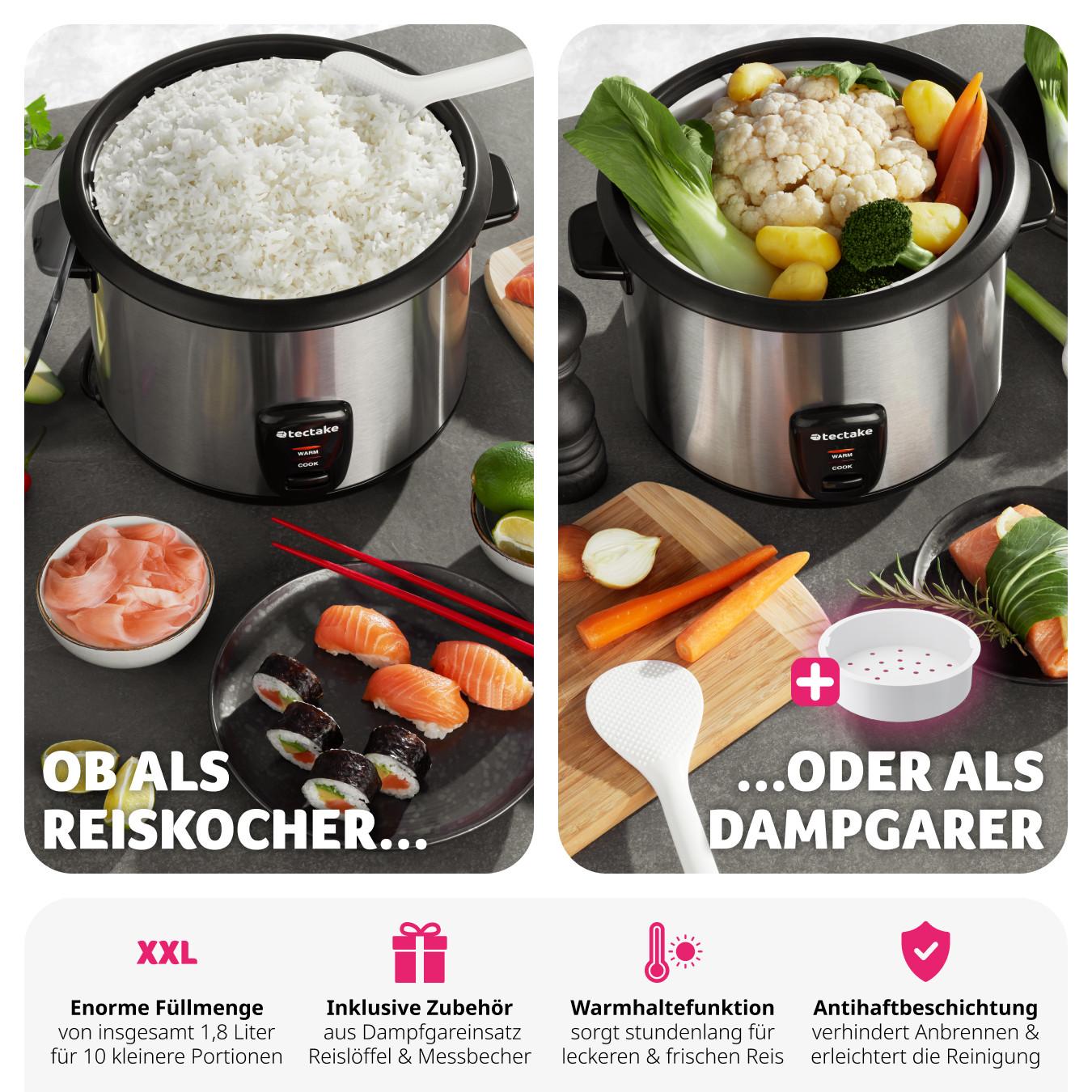 Tectake Cuociriso con inserto per cottura a vapore  