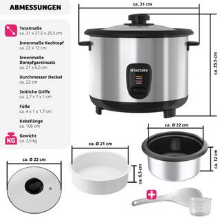 Tectake Cuociriso con inserto per cottura a vapore  