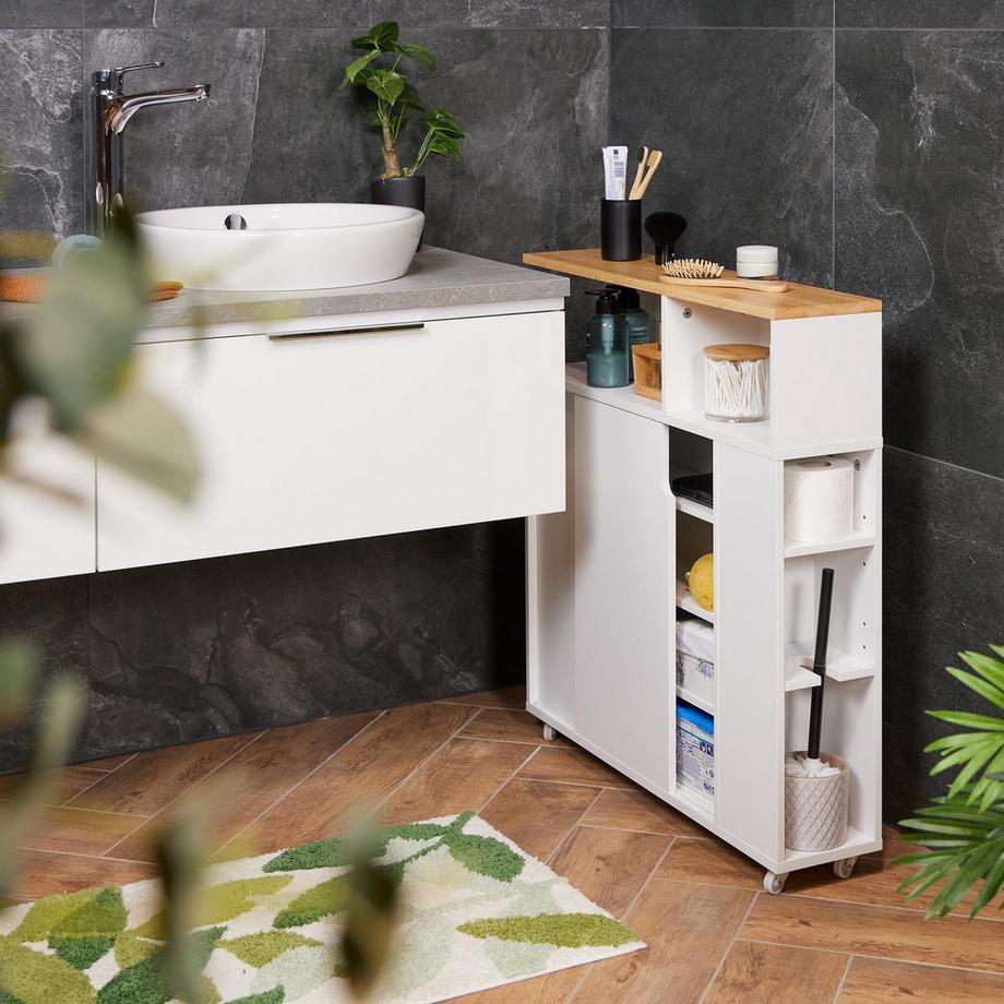 Northix Mobiletto nicchia bianco con superficie in bambù  