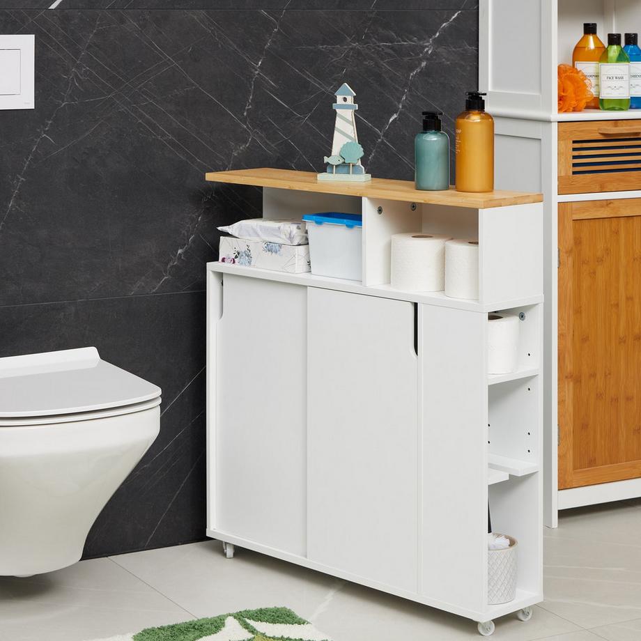 Northix Mobiletto nicchia bianco con superficie in bambù  