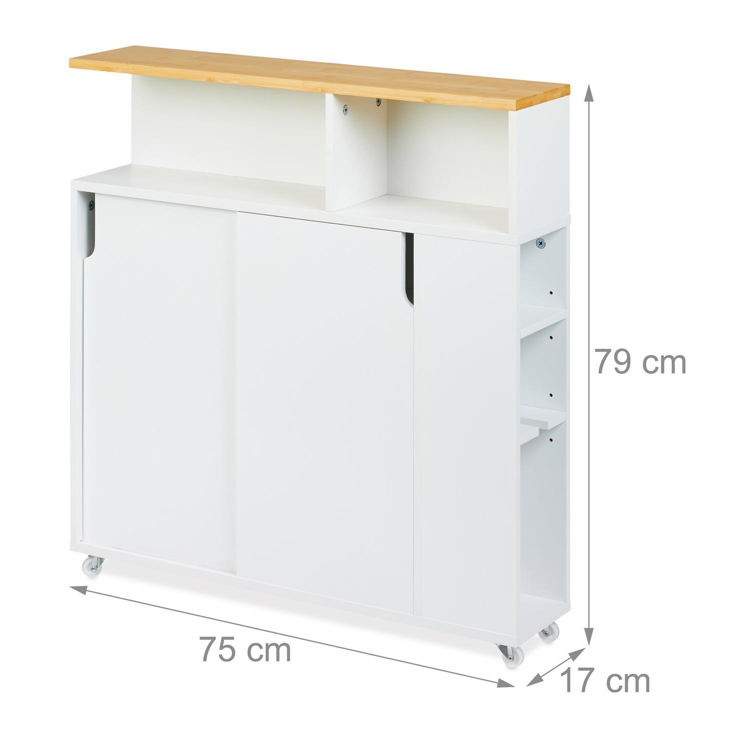 Northix Weißer Nischenschrank mit Bambusoberfläche  