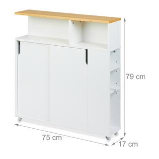 Northix Weißer Nischenschrank mit Bambusoberfläche  