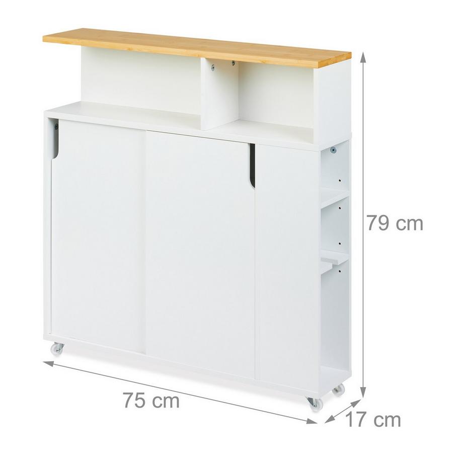 Northix Mobiletto nicchia bianco con superficie in bambù  