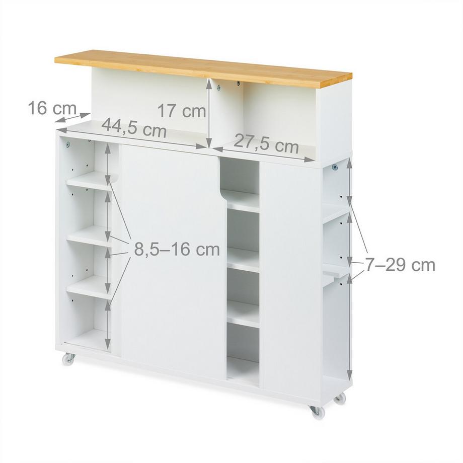 Northix Mobiletto nicchia bianco con superficie in bambù  