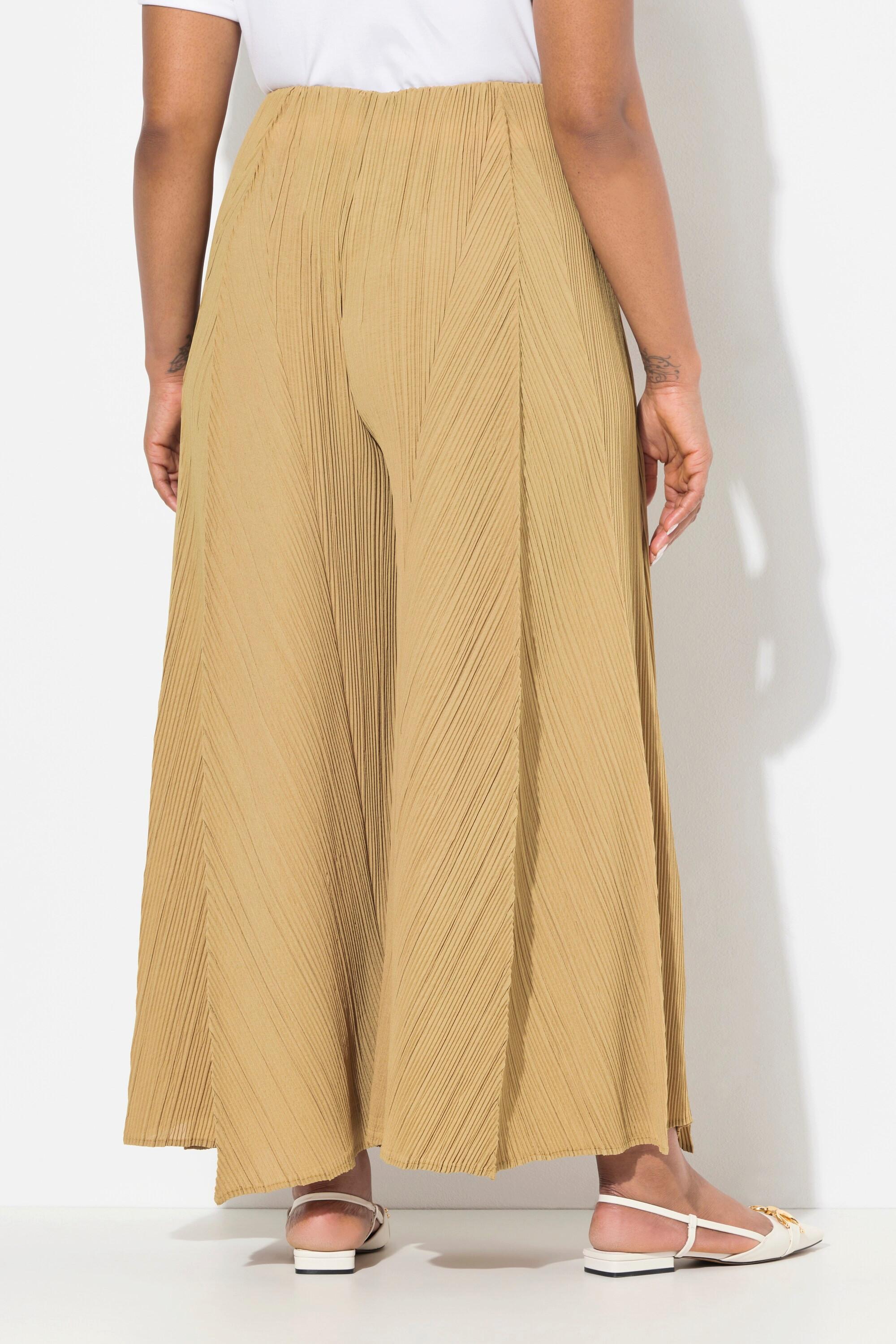 Ulla Popken Pantaloni Plissettati Gamba Larga Nervature Cintura Elastica  