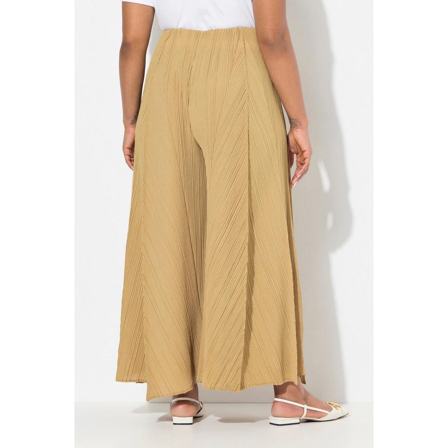 Ulla Popken Pantalon Plissé Jambe Large Passepoils Taille Élastique  