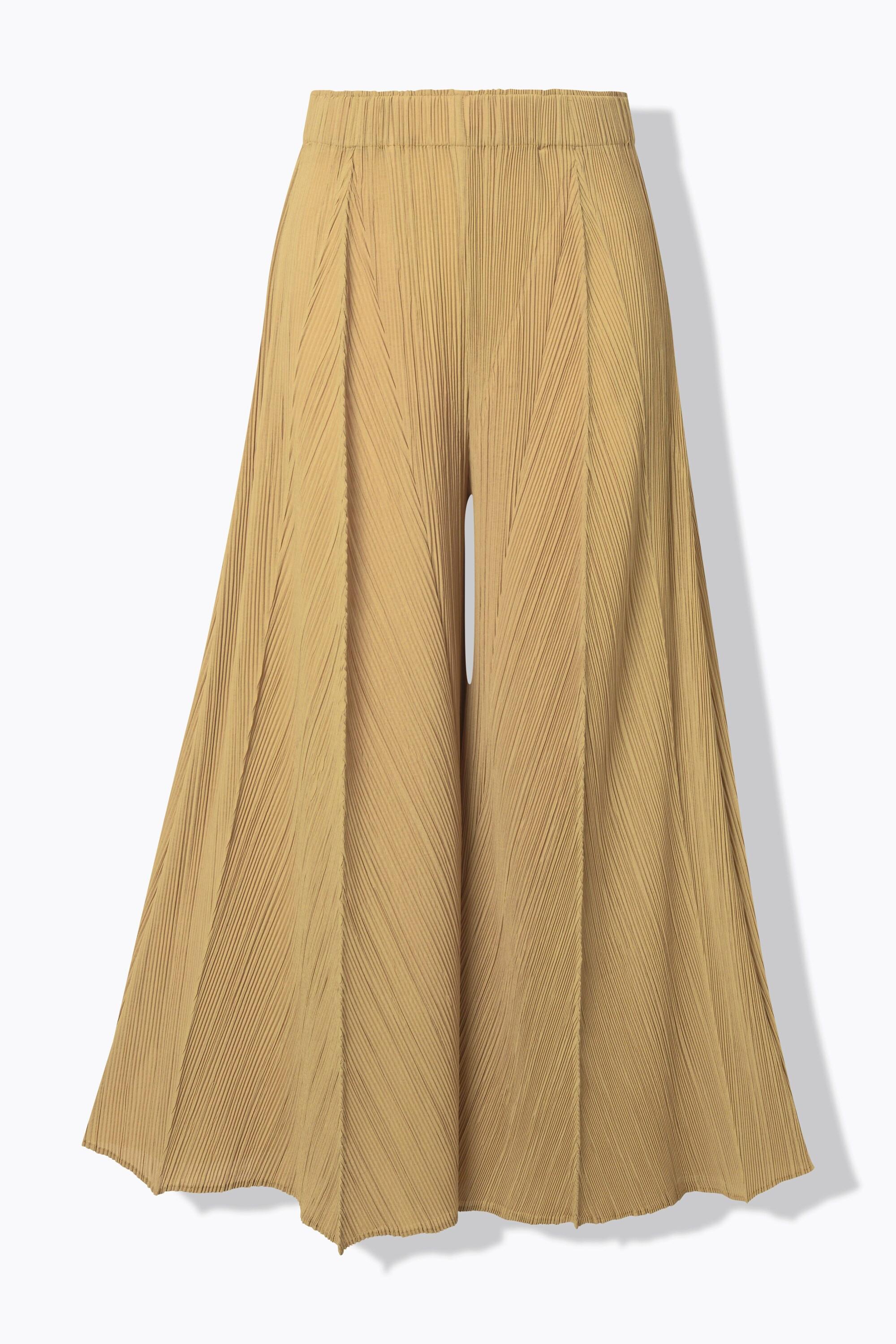 Ulla Popken Pantaloni Plissettati Gamba Larga Nervature Cintura Elastica  