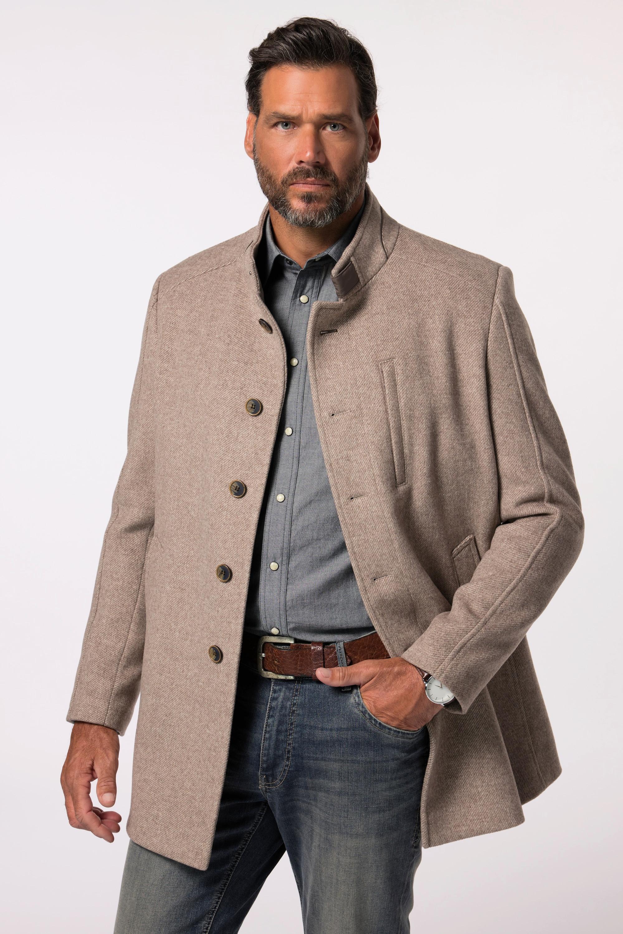 JP1880 Manteau Laine Mélangée Col Montant  