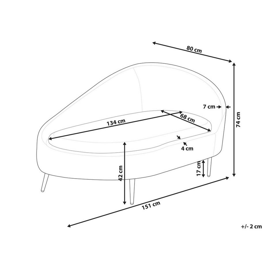 Beliani Chaise longue côté droit en Tissu  VALREAS  