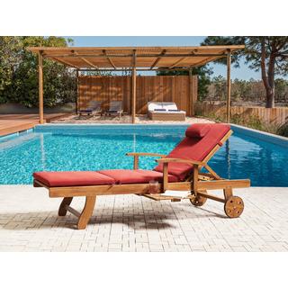 Beliani Lettino Prendisole con Cuscino en Legno d'acacia Rustico JAVA PREMIUM  