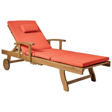 Lettino Prendisole con Cuscino en Legno d'acacia Rustico JAVA PREMIUM