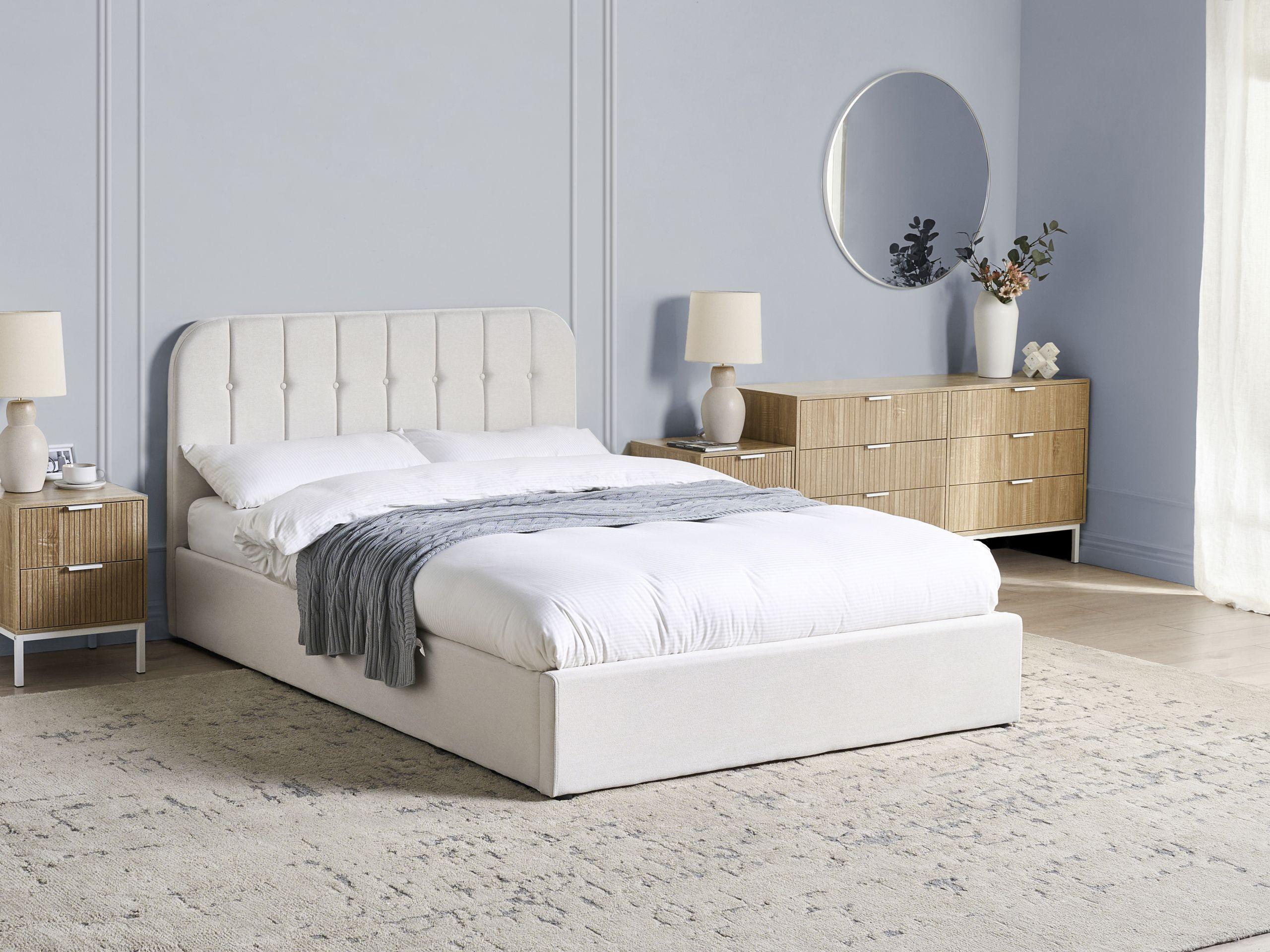 Beliani Lit ottoman en Tissu Moderne CHALLANS  