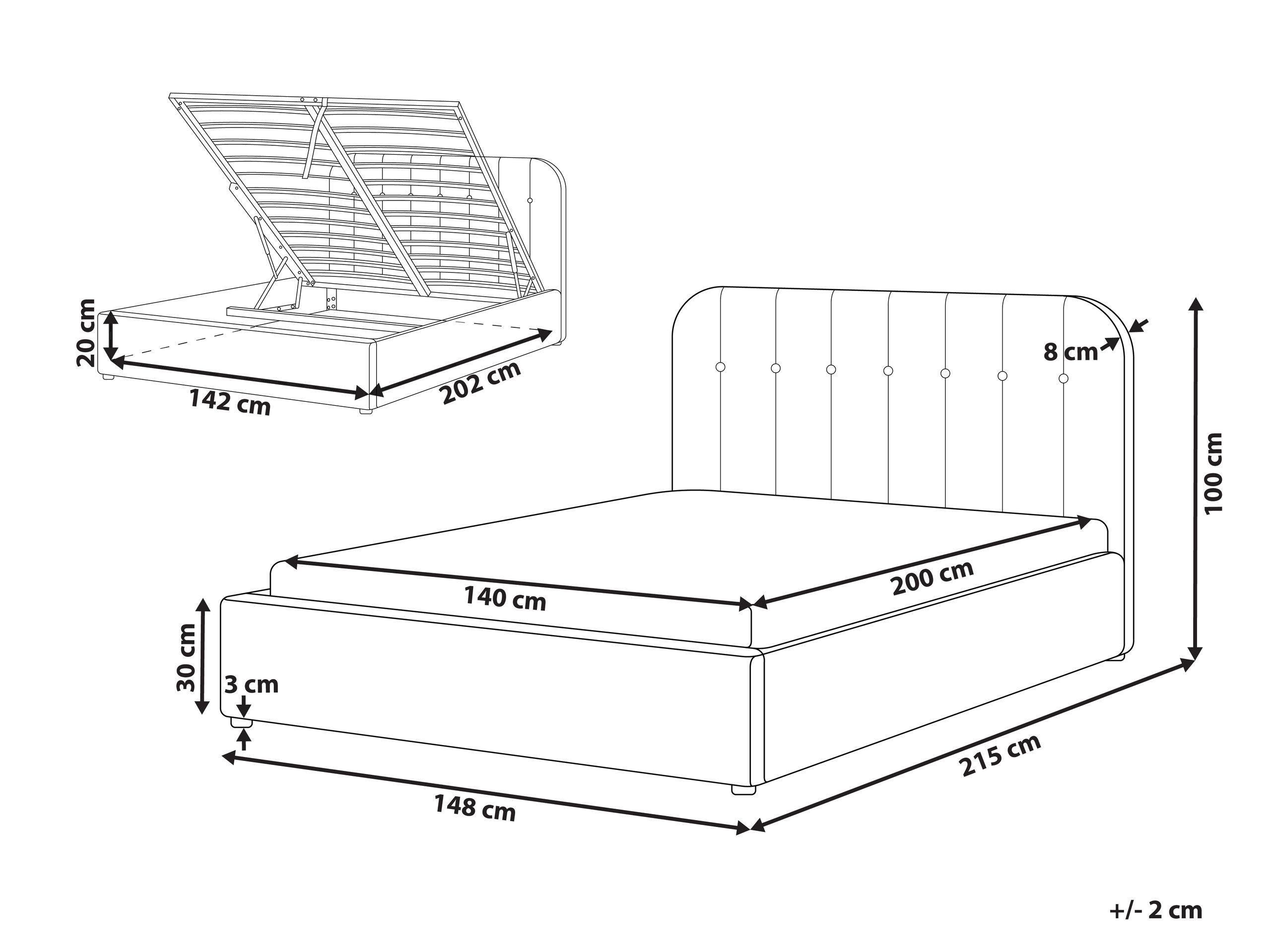 Beliani Lit ottoman en Tissu Moderne CHALLANS  