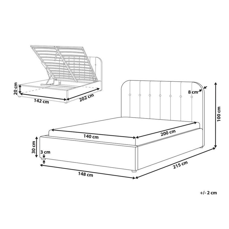 Beliani Letto contenitore en Tessuto  CHALLANS  