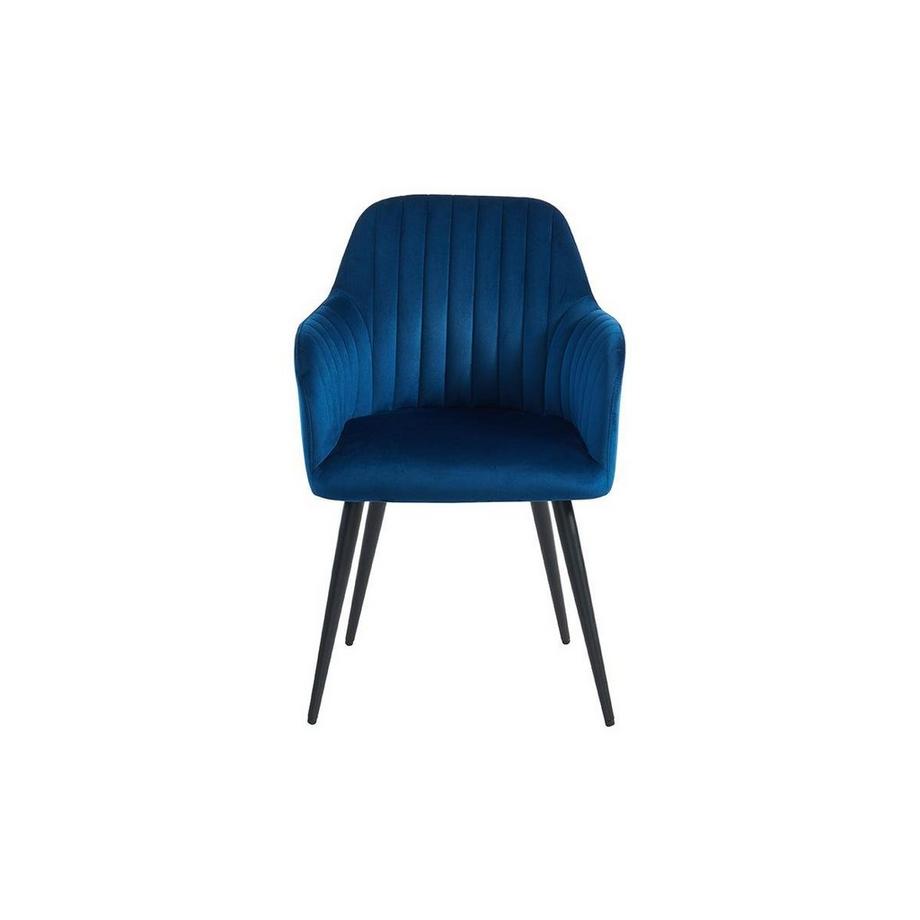 Vente-unique Lot de 2 chaises avec accoudoirs ELEANA Velours Métal  