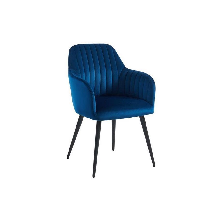 Vente-unique Lot de 2 chaises avec accoudoirs ELEANA Velours Métal  