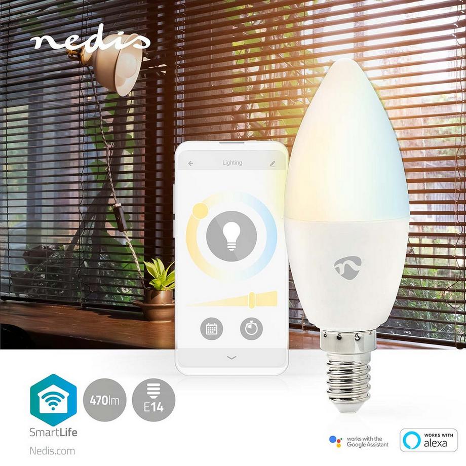Nedis  SmartLife LED-Lampe | Wi-Fi | E14 | 470 lm | 4,9 W | Varm till cool vit | 2700 - 6500 K | Android™ / IOS | Ljus | 1 st. 