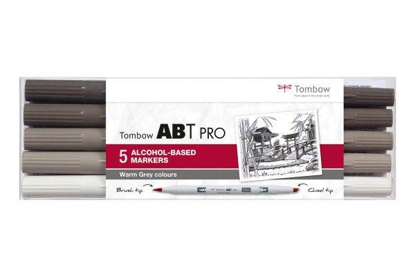 Tombow TOMBOW Dual Brush Pen ABT PRO ABTP-5P-3 Warm Grey Colours Set, 5 Stück  