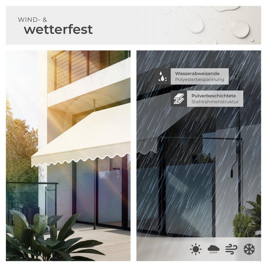 Tectake Klemmmarkise  mit Handkurbel UV-beständig  