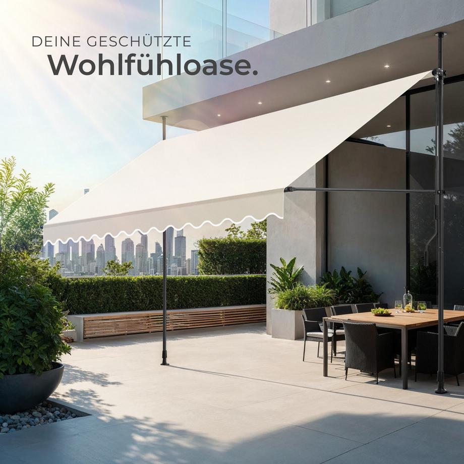 Tectake Klemmmarkise  mit Handkurbel UV-beständig  