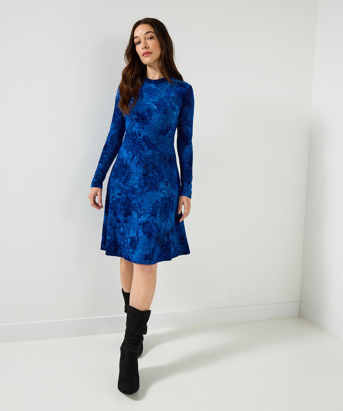 Joe Browns Mini Abito in Jersey Fiori Flock Invernale Stile Skater  