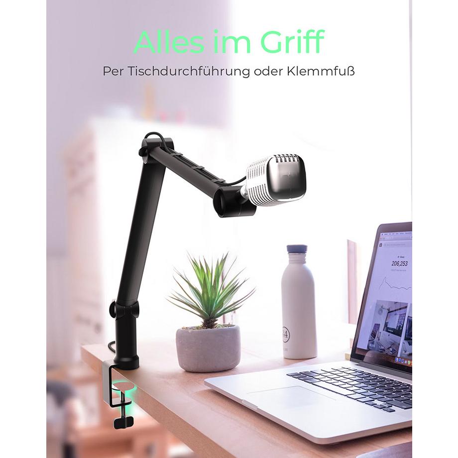 ICY Box  ICY BOX IB-MAG103B-T, Professioneller Mikrofon-Auslegerarm mit Tischhalterung 